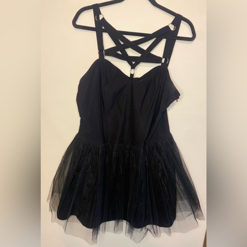 Strappy Dolls Kill Widow pentagram tulle dress